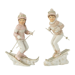 J-Line Fille & Garçon ski - polyrésine - blanc/rose - 2 pcs