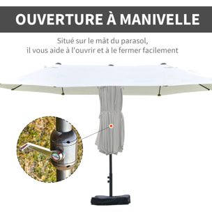 Parasol de jardin XXL dim. 4,6L x 2,7l x 2,4H cm crème