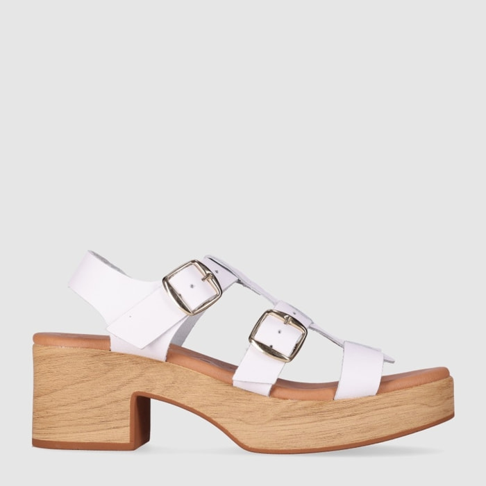 Sandalias de Piel - Blanco - Tacón: 6 cm
