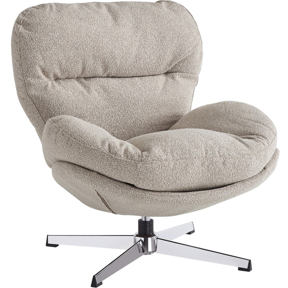 Fauteuil pivotant en tissu bouclé et piètement chromé - OLI