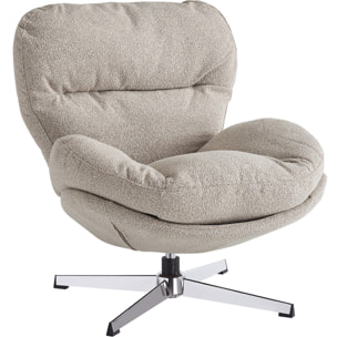 Fauteuil pivotant en tissu bouclé et piètement chromé - OLI