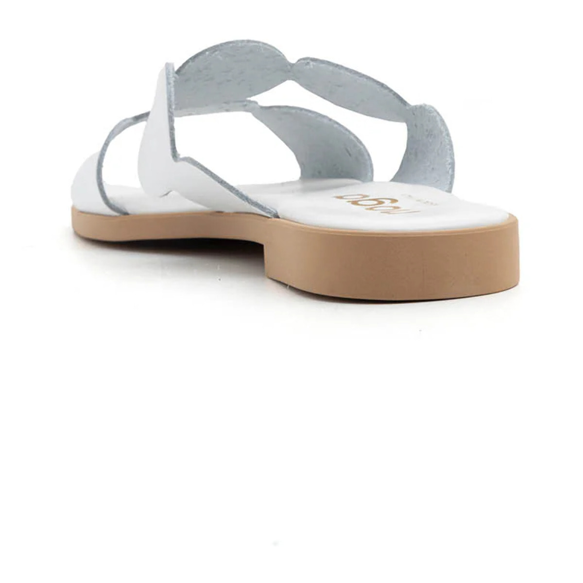 Ciabatta geometric cut in vera pelle - BIANCO