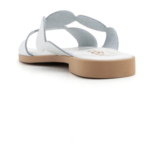 Ciabatta geometric cut in vera pelle - BIANCO