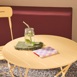 Table de jardin bistrot pliante ronde acier + 2 assises BALCONEA