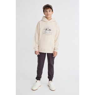 Conjunto niño sudadera con capucha crudo y marino de felpa y pantalón, bolsillos cargo y puños elásticos | Color: Crudo | Street Monkey