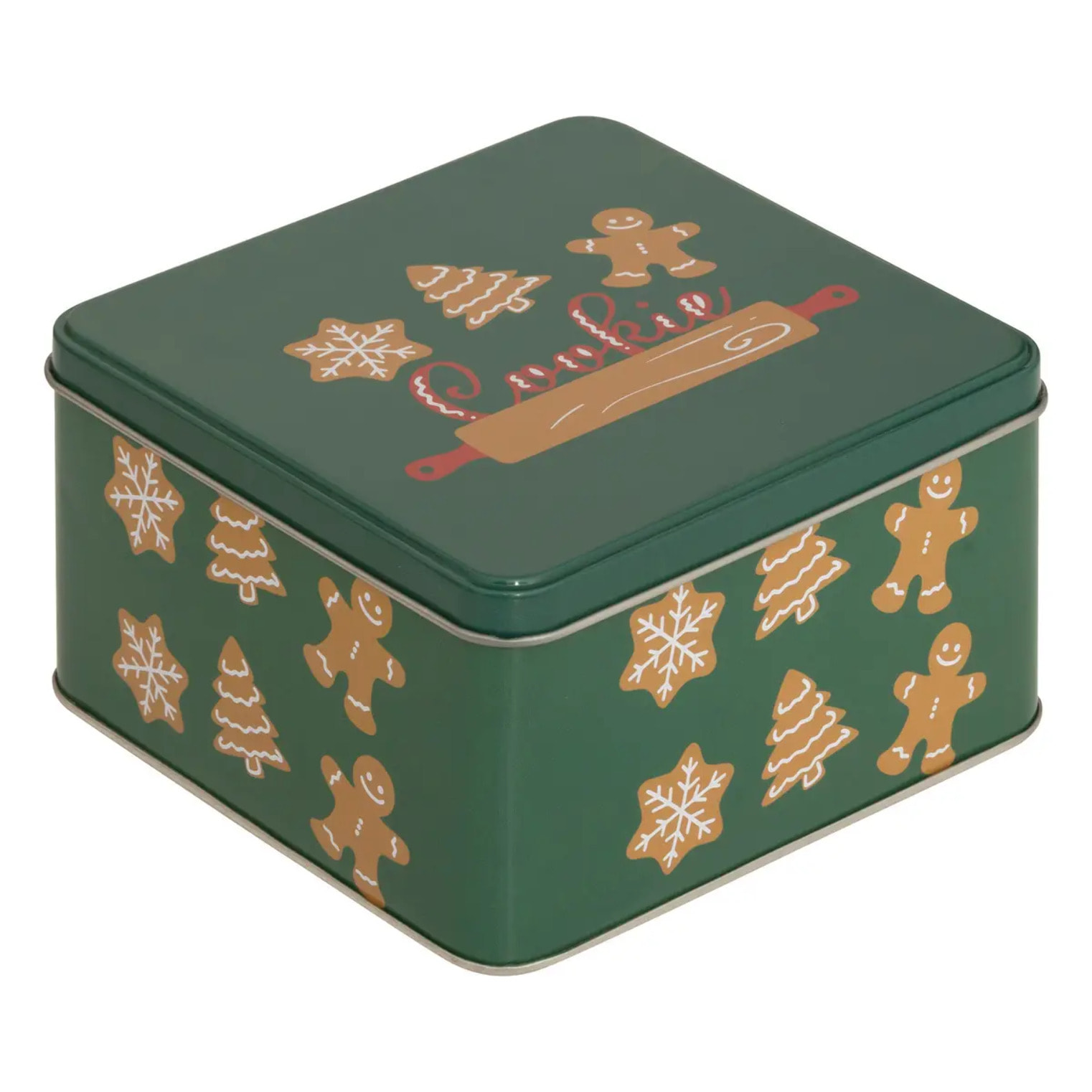 Boîte de conservation Noël 2,5L carré en métal