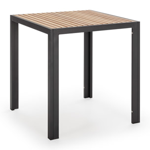 Mesa de Jardín Coral Cuadrada de Madera y Metal Negro