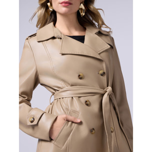 Oltre - Trench corto doppiopetto in tessuto spalmato - Beige