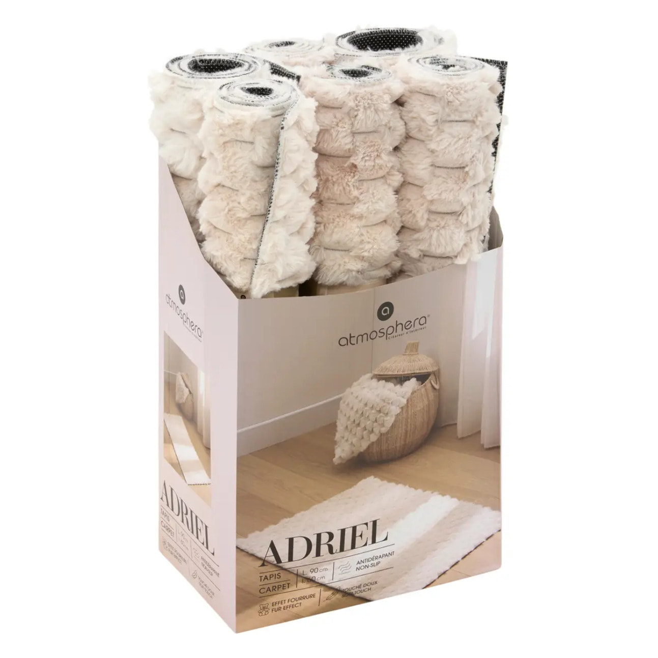 Tapis effet laine Adriel beige 90x60cm