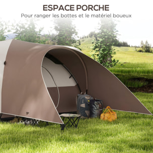 Tente de camping familiale 5-6 pers. étanchéité 3000 mm sac coloris café