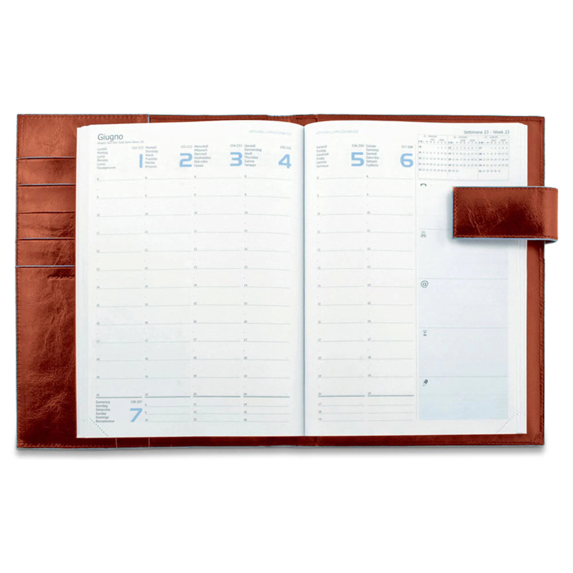 Piquadro Agenda hebdomadaire en cuir avec boucle pour stylo