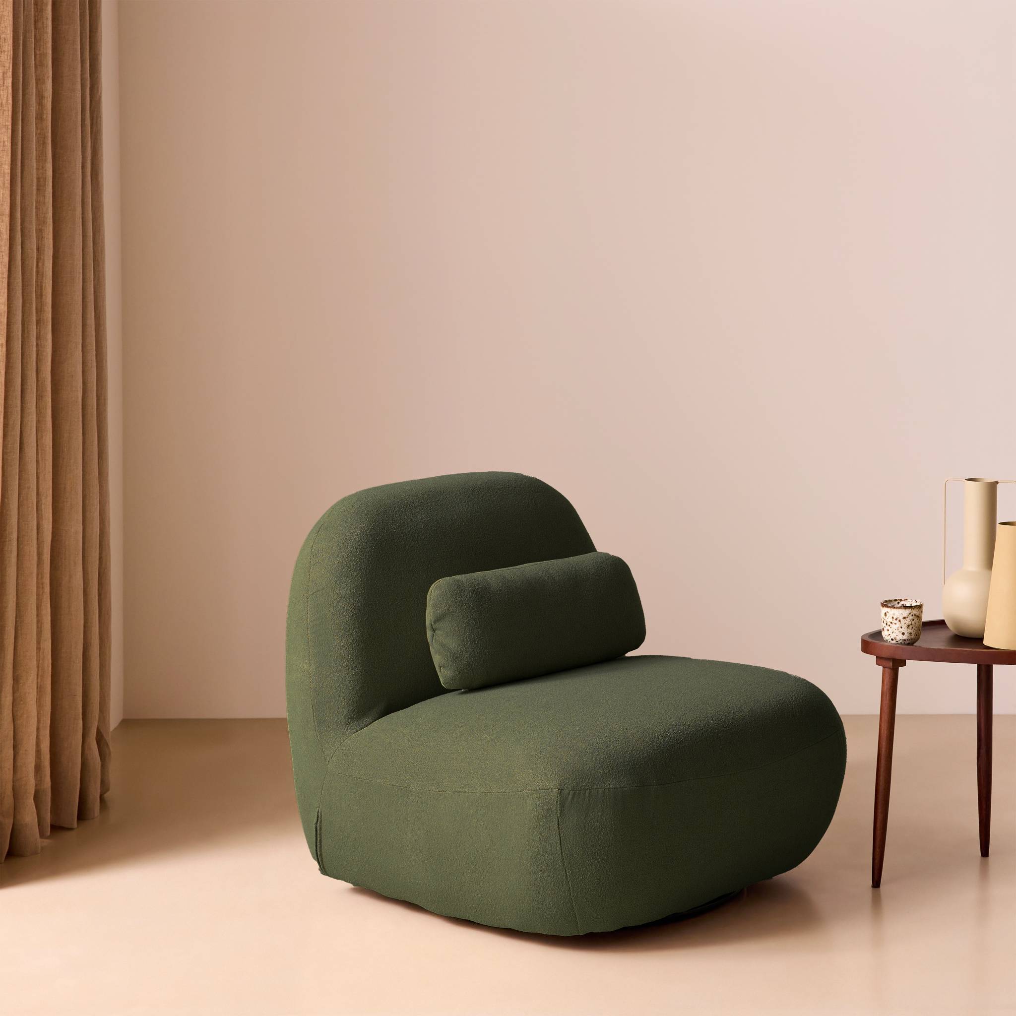 Fauteuil pivotant 360 bouclette texturée SPINO