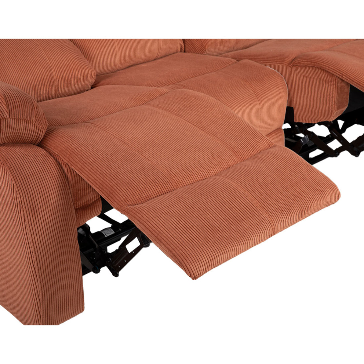 Armand - Canapé 3 places relax électrique en velours côtelé - Terracotta