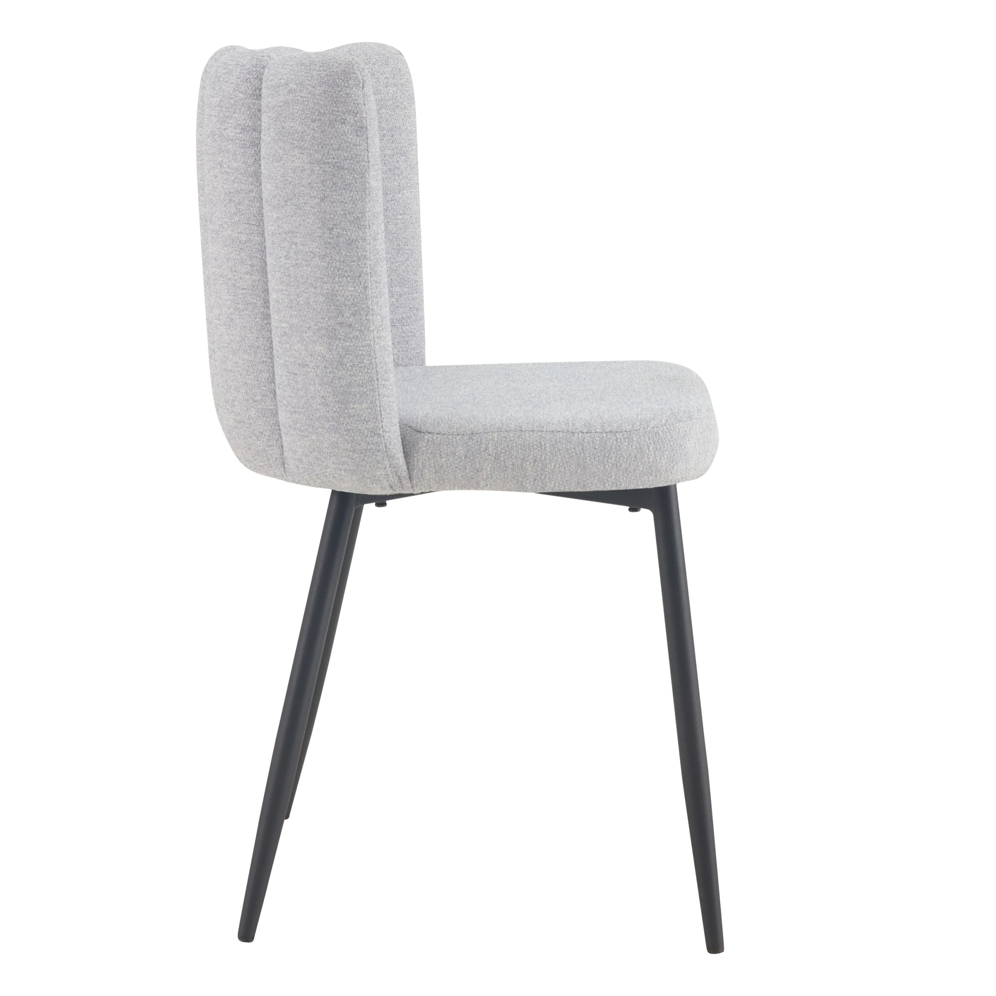 Lot de 2 chaises en tissu gris et pieds en métal noir - Rosy