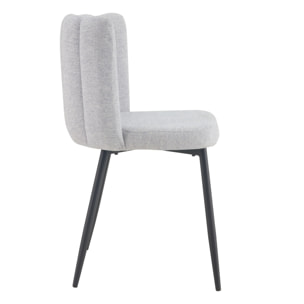Lot de 2 chaises en tissu gris et pieds en métal noir - Rosy