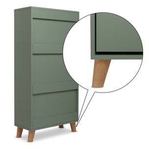 Plana - Scarpiera Salvaspazio 3 Ante 55x116x25 cm 18 Paia in Legno Salvia