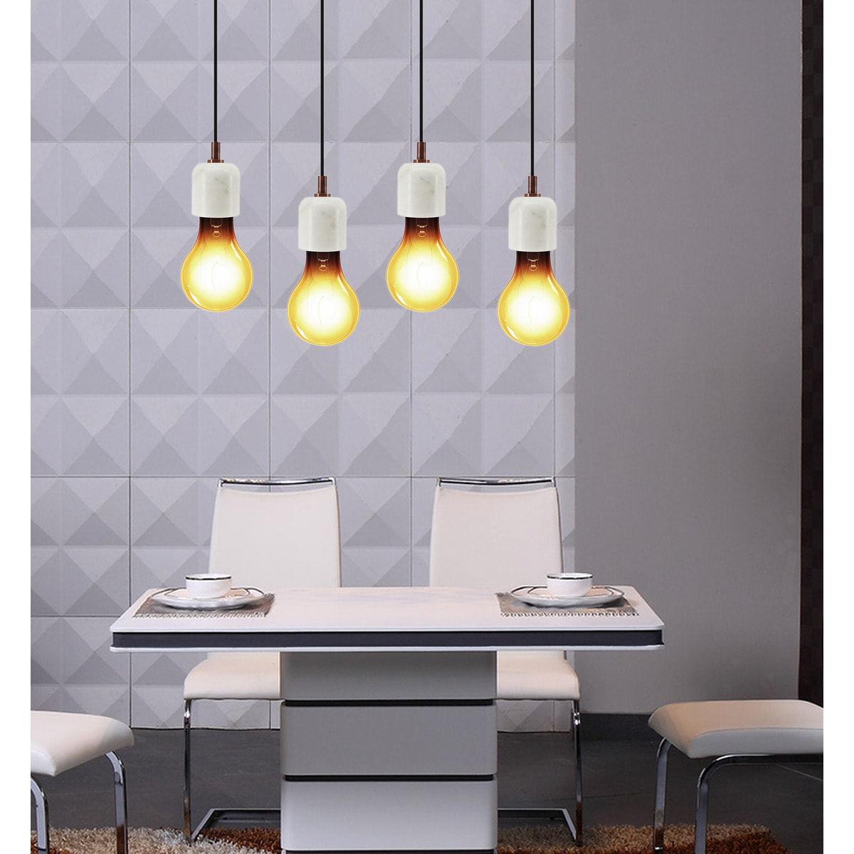 Lampada a sospensione Sigma I in marmo bianco