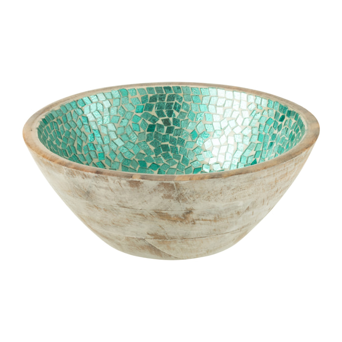 J-Line Bol Mosaique Bois De Manguier Vert Medium
