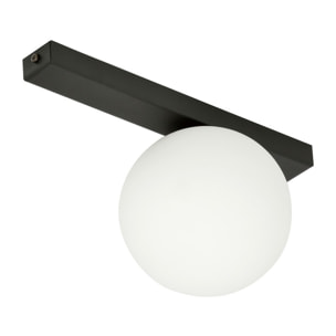 Lampada a plafone FIT in metallo nero e vetro opalino