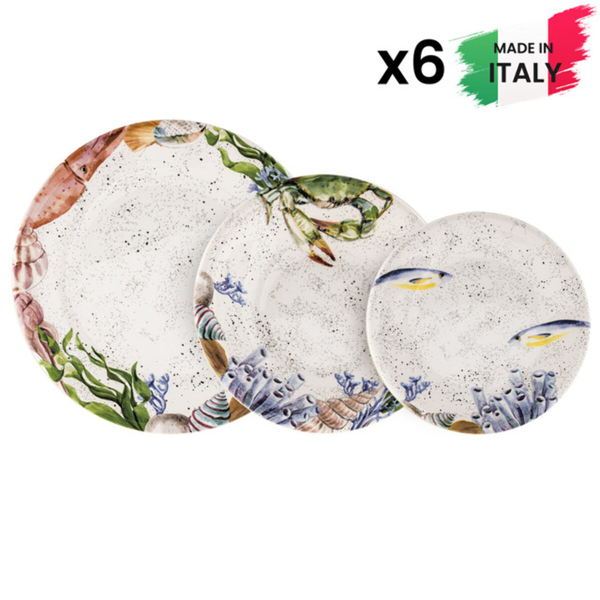 Servizio piatti Ponza da 18 pezzi in ceramica sottosmalto