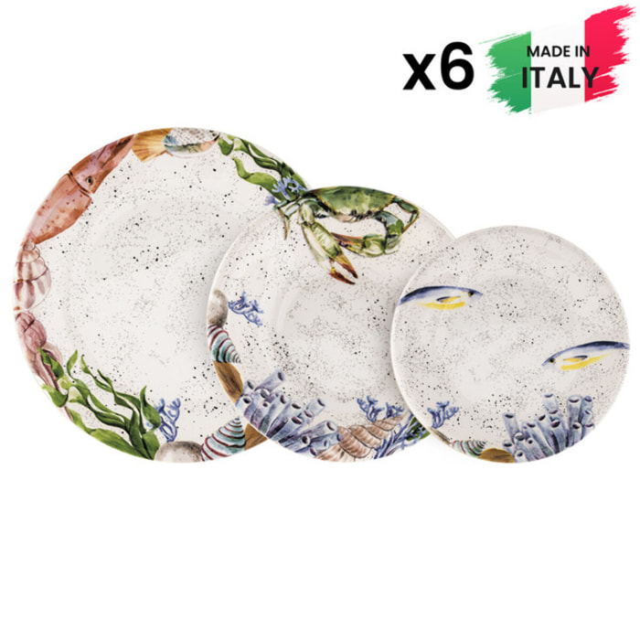Servizio piatti Ponza da 18 pezzi in ceramica sottosmalto