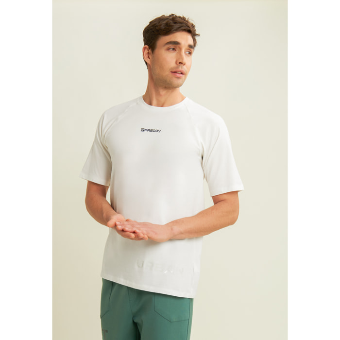 T-shirt slim con stampa lucida sul davanti