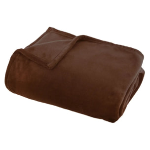 Plaid flanelle Ollis marron tonka 180x130cm