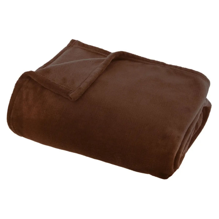 Plaid flanelle Ollis marron tonka 180x130cm