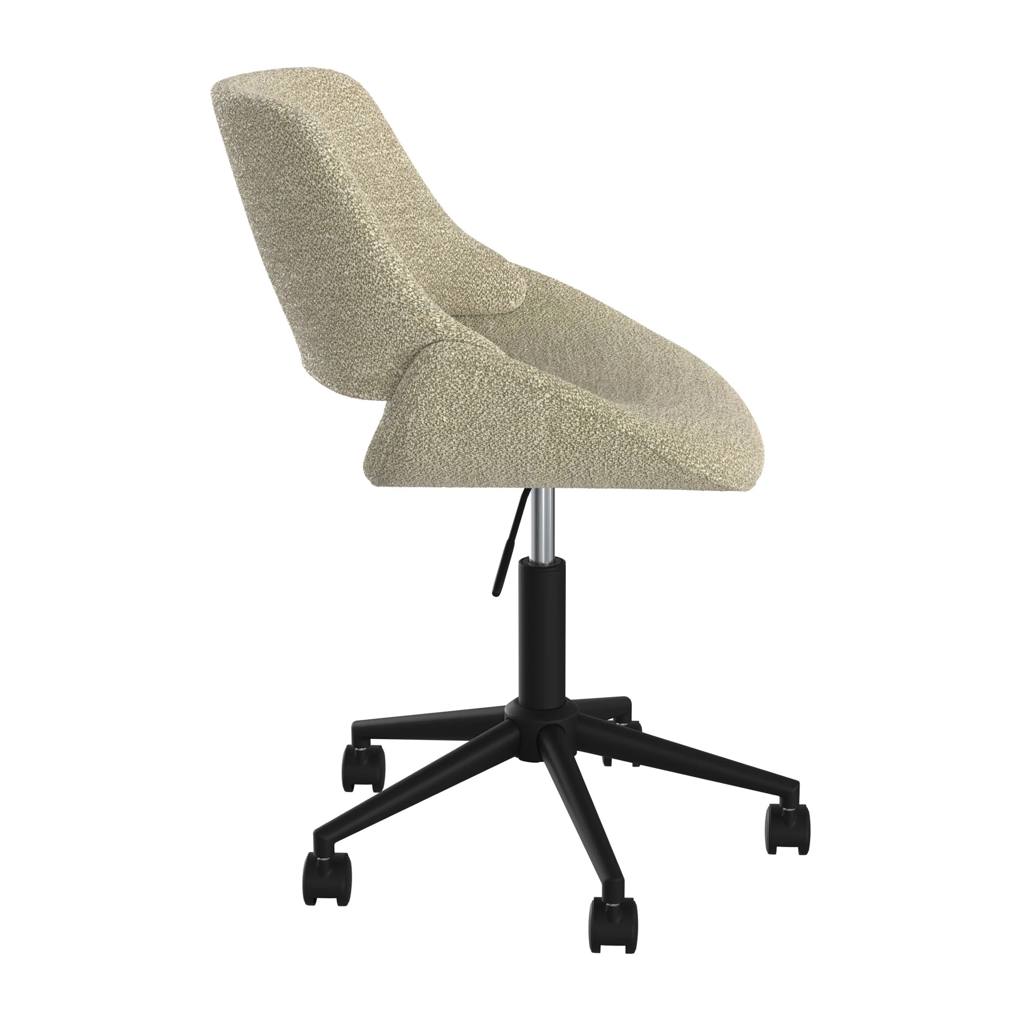 Chaise de bureau pivotante et réglable en tissu bouclé beige - Dune