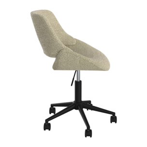 Chaise de bureau pivotante et réglable en tissu bouclé beige - Dune