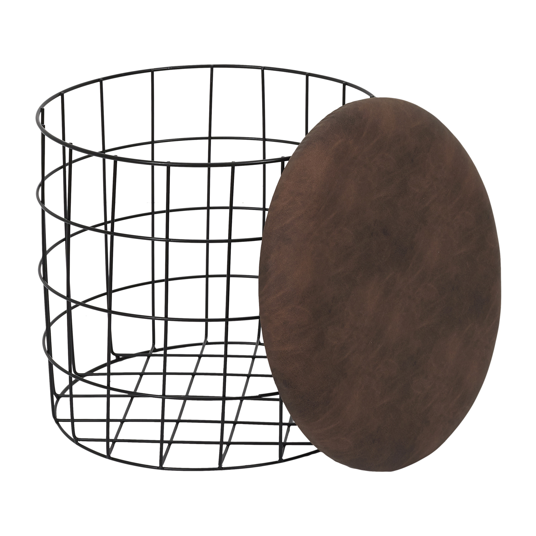 Pouf Gigogne Pu Marron X2