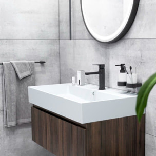 70x70 cm miroir suspendu rond avec éclairage LED et capteur, noir (SATZKULED70CE)