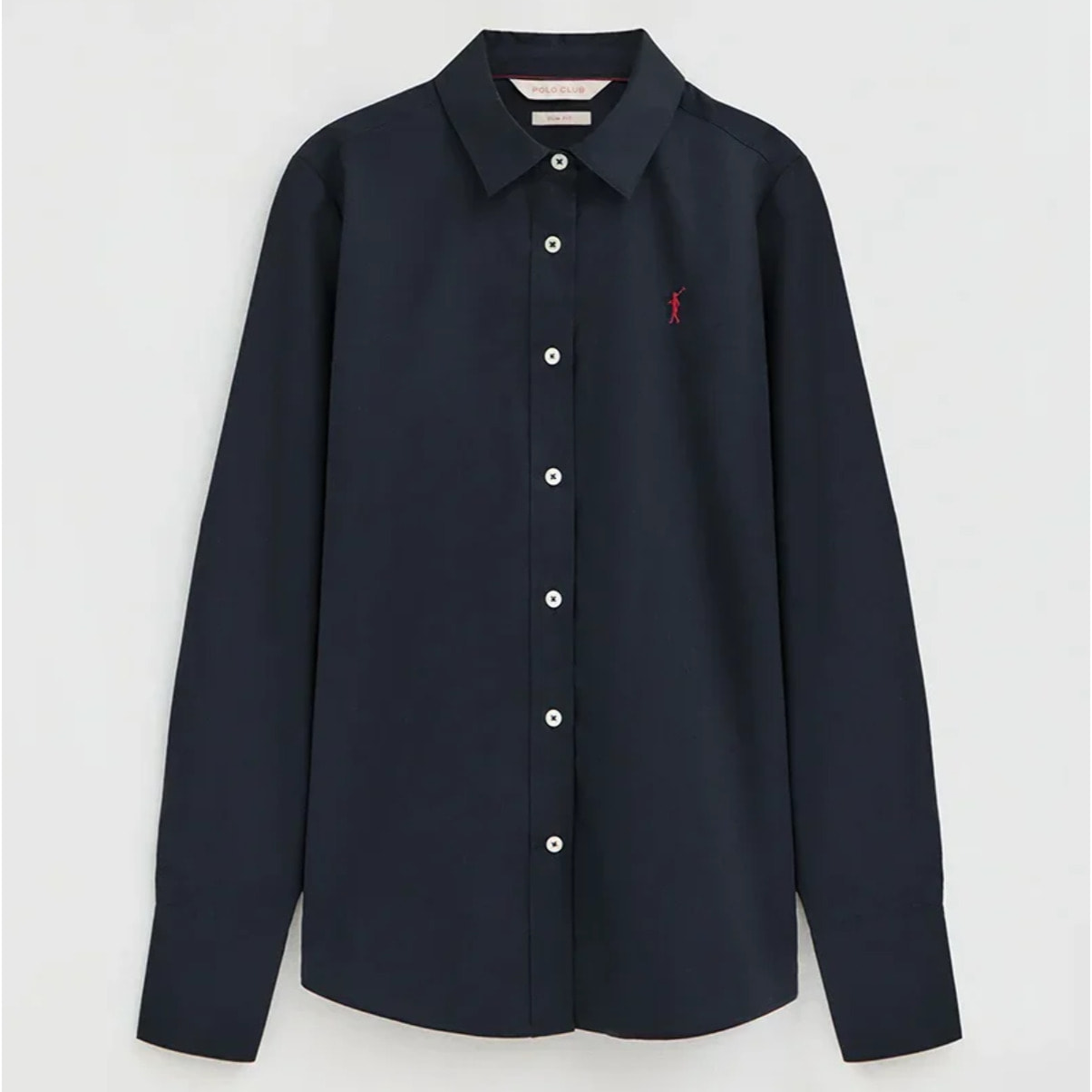 Camisa de popelín azul marino con corte slim y bordado Rigby Go