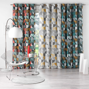 Rideau à tendance géométrique - Bleu