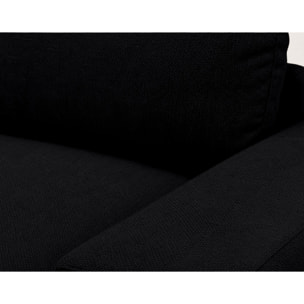 Tama - Canapé d'angle droit 4 places convertible avec coffre en tissu - Noir