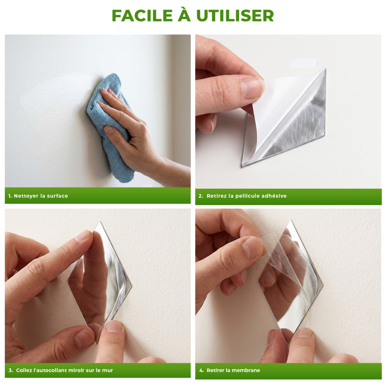 10 stickers miroirs losanges argentés