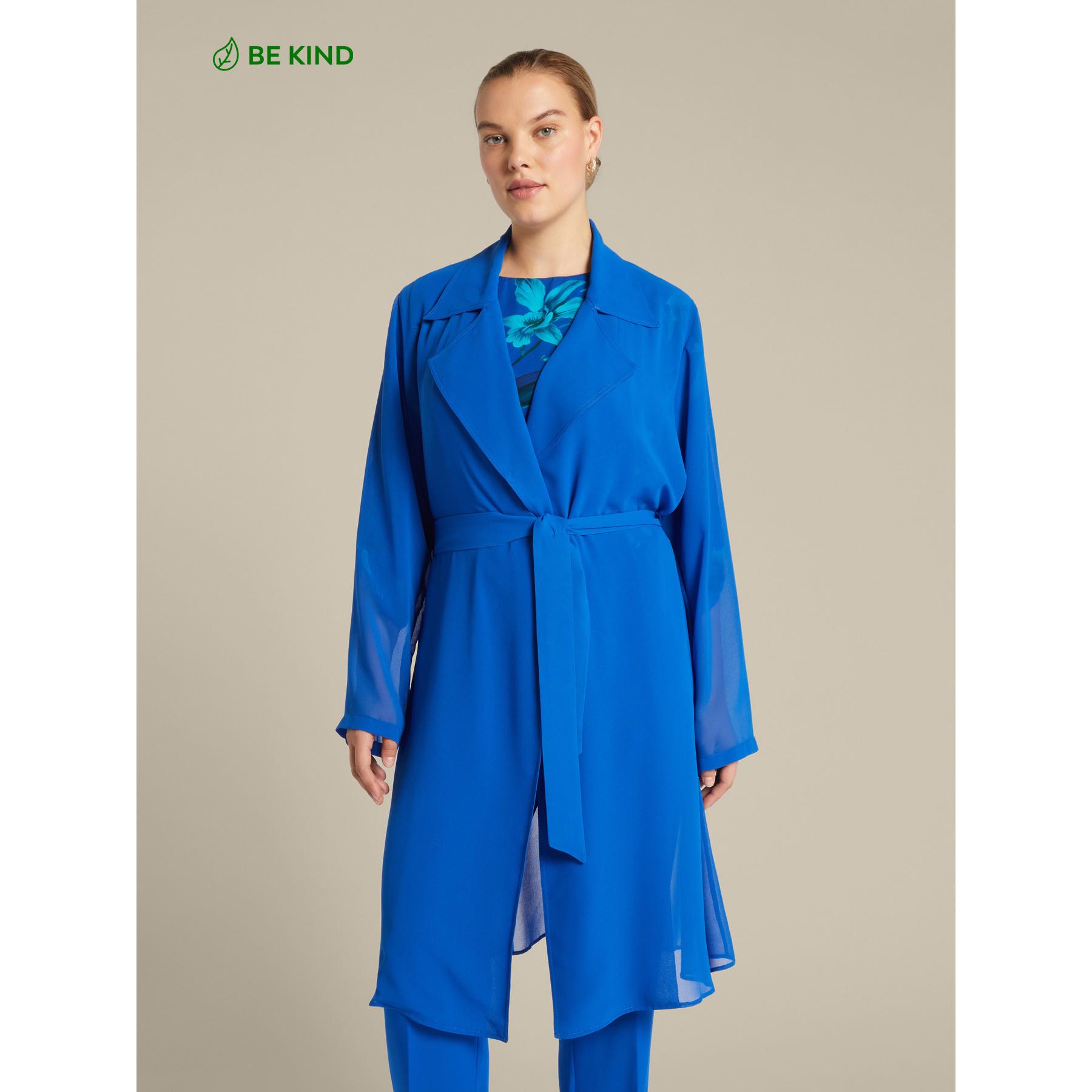 Elena Mirò - Gabardina elegante en Georgette - Azul aciano