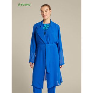 Elena Mirò - Gabardina elegante en Georgette - Azul aciano