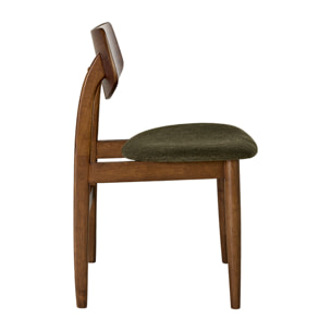 Chaises scandinaves en bois foncé et tissu effet velours texturé vert kaki (lot de 2) ELION