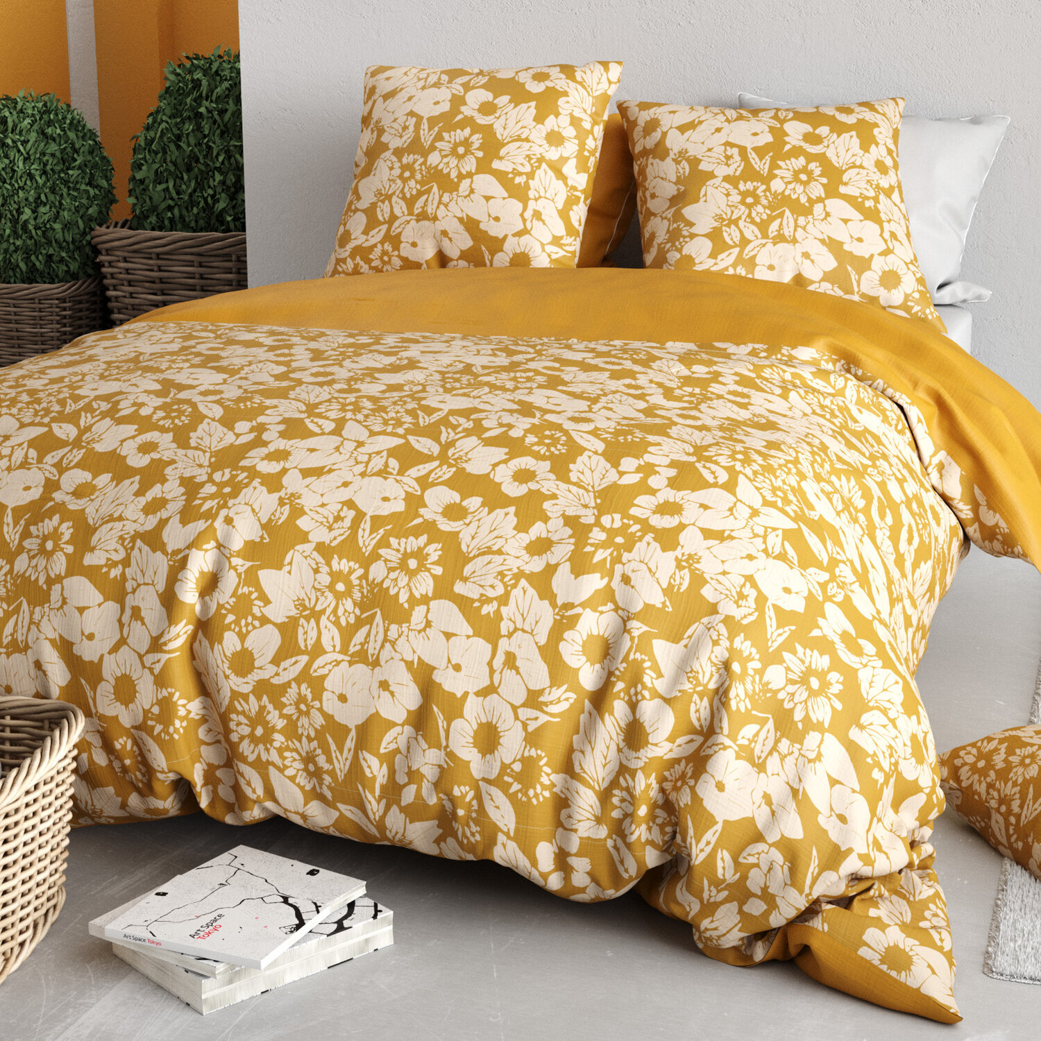 Parure housse de couette 100% coton à motifs gris - molly
