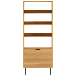 Bibliothèque en bois 4 étagères et 2 portes STINNA
