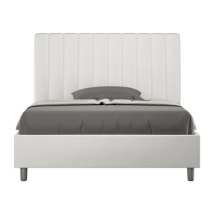 Cama sin somier acolchada 140x210 cuero sintético blanco Agueda