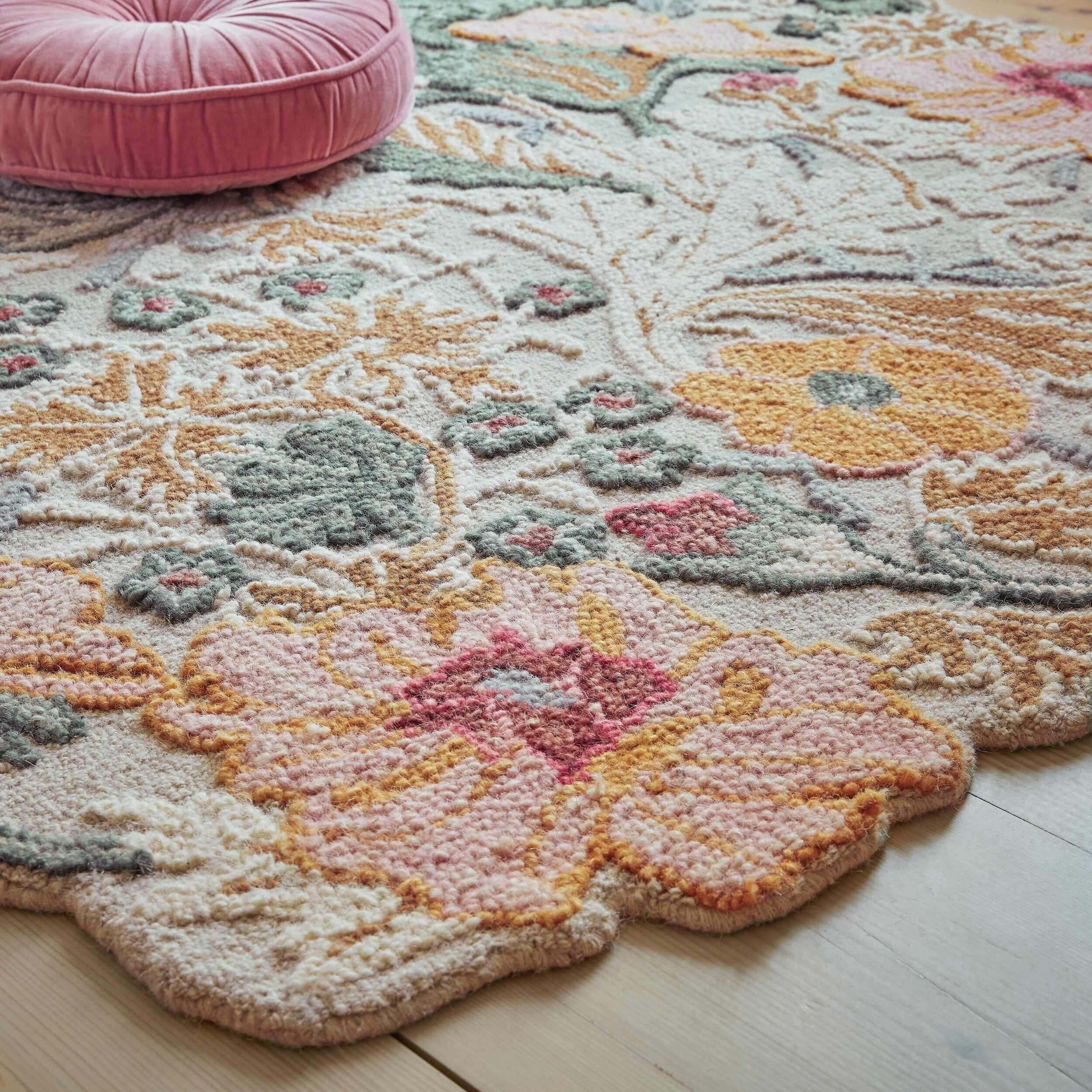 Tapis en laine floral géométrique DAPHNE Rose