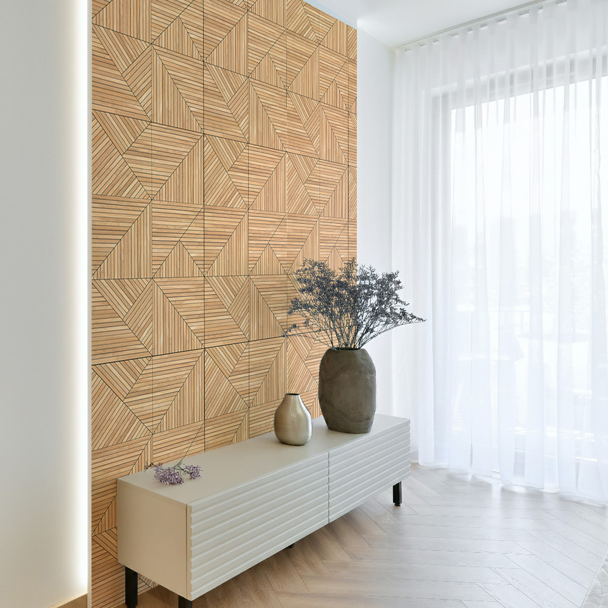 Rouleau revêtement adhésif vinyle au mètre - Sticker mural panneau de bois - TESSELLA