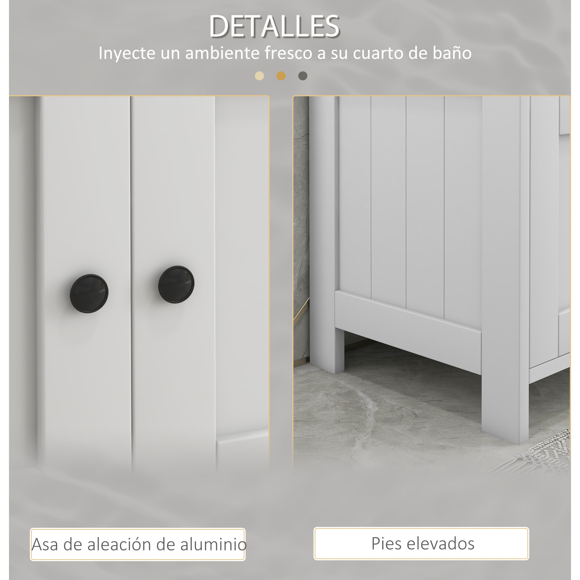 Mueble para Debajo del Lavabo con 2 Puertas y Estante Abierto Mueble Lavabo con Pie Moderno Carga 30 kg 60x30x60 cm Blanco