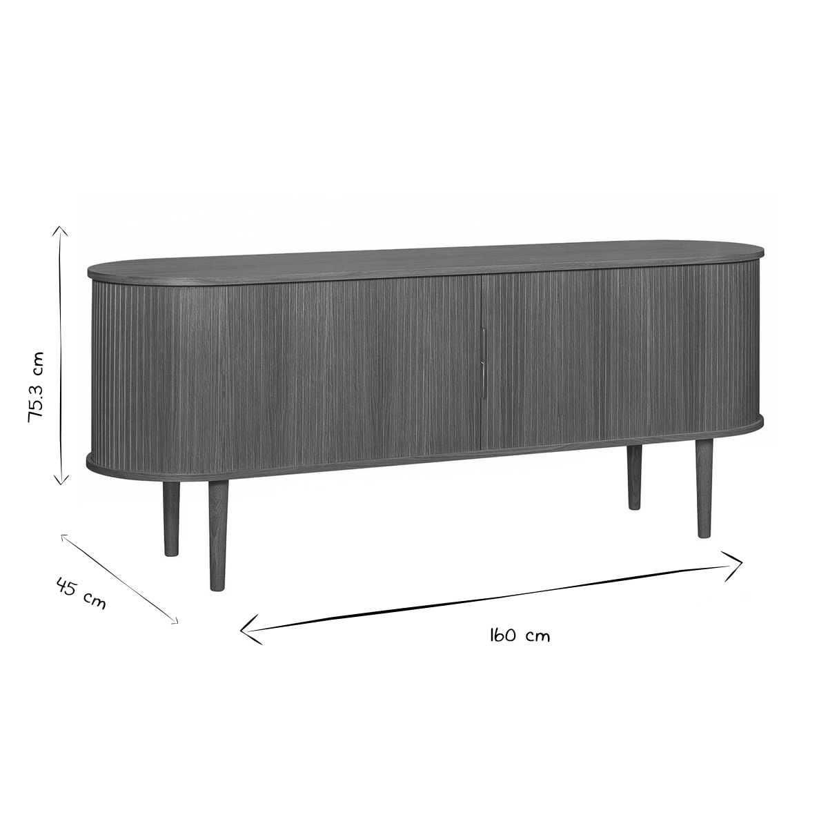 Buffet vintage en bois foncé noyer 2 portes coulissantes L160 cm EPIC