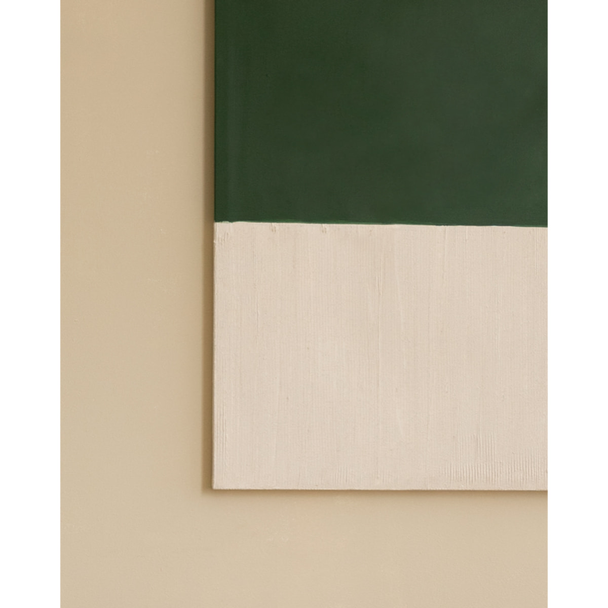 Tableau vert et blanc décoratif sur coton avec cadre en bois peint à la main à la peinture à l'huile en différentes tailles