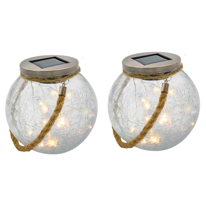 2 boule solaire CRACK BALL CORD H13CM