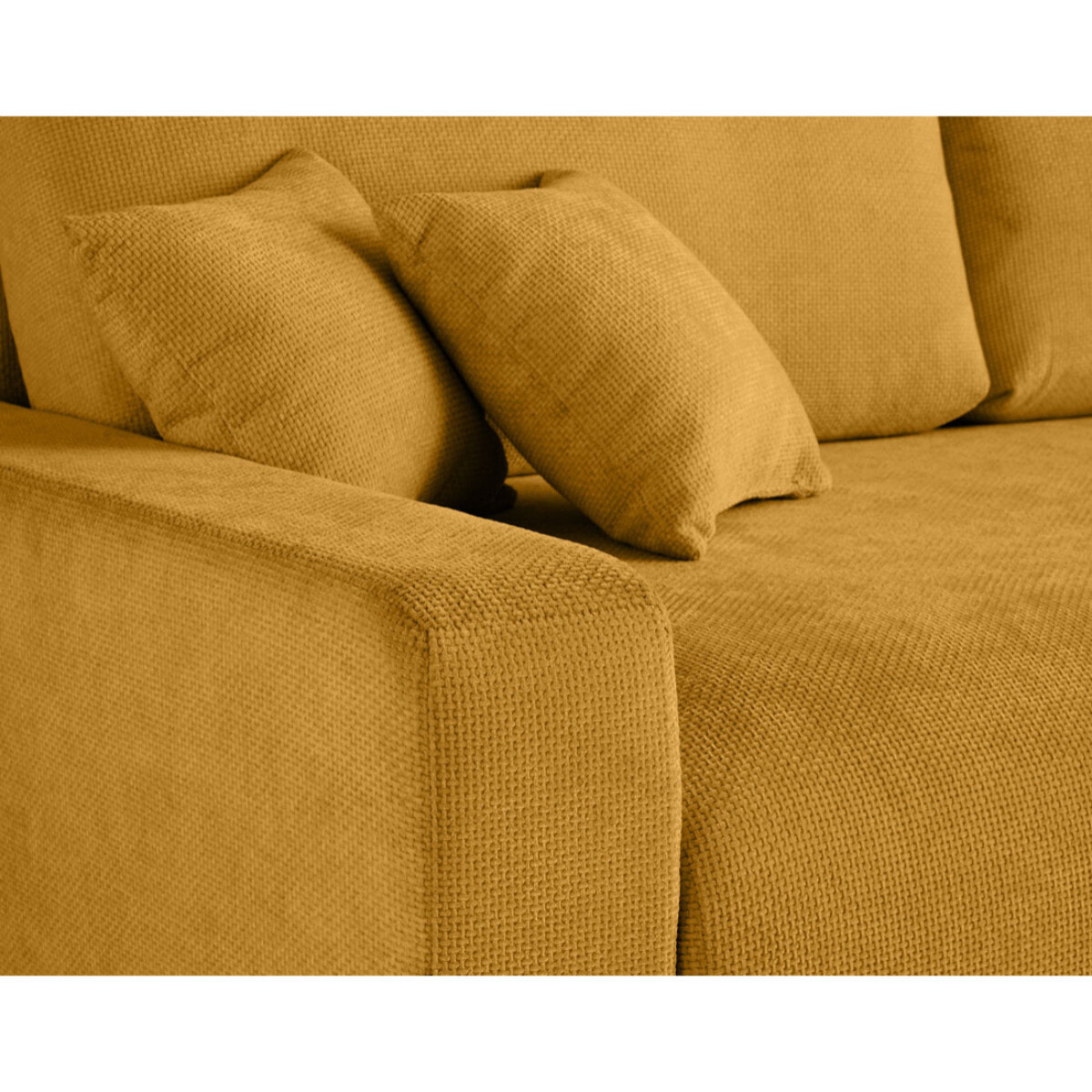 Pivoine - canapé droit 3 places - convertible avec coffre - en velours texturé - Jaune