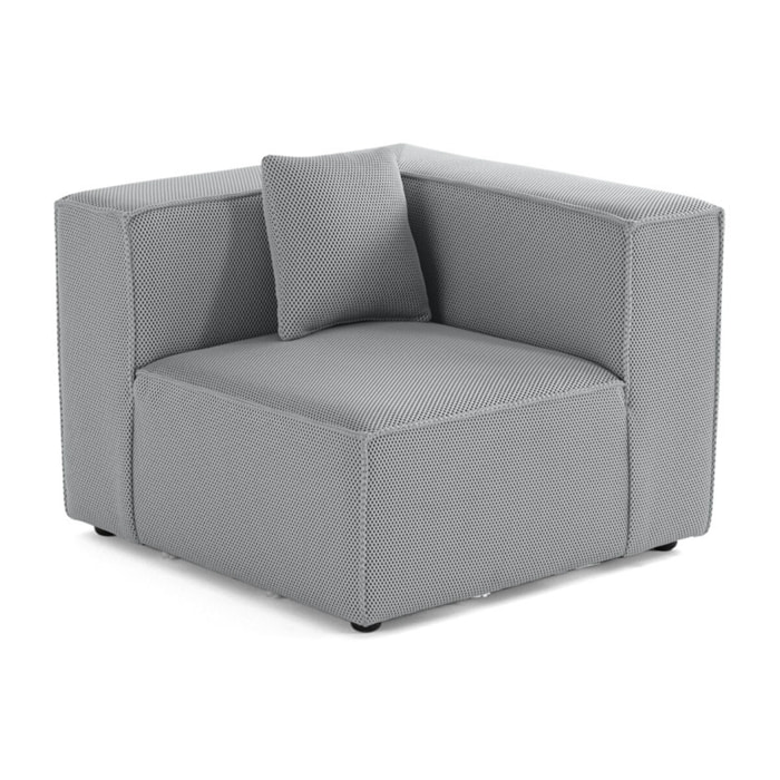 Arty - module d'assise d'angle réversible - en tissu mailles 3D - Gris clair